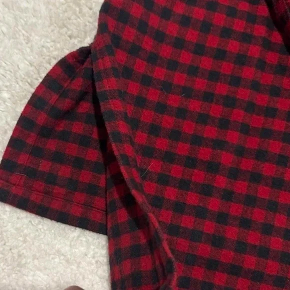 L.L.Bean Large reg. quarter-zip pullover red & black buffalo plaid Like New - Picture 5 of 6